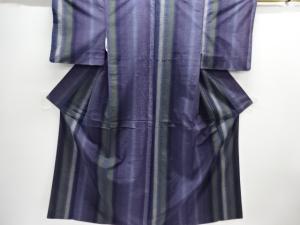 縞織り出し手織り紬着物